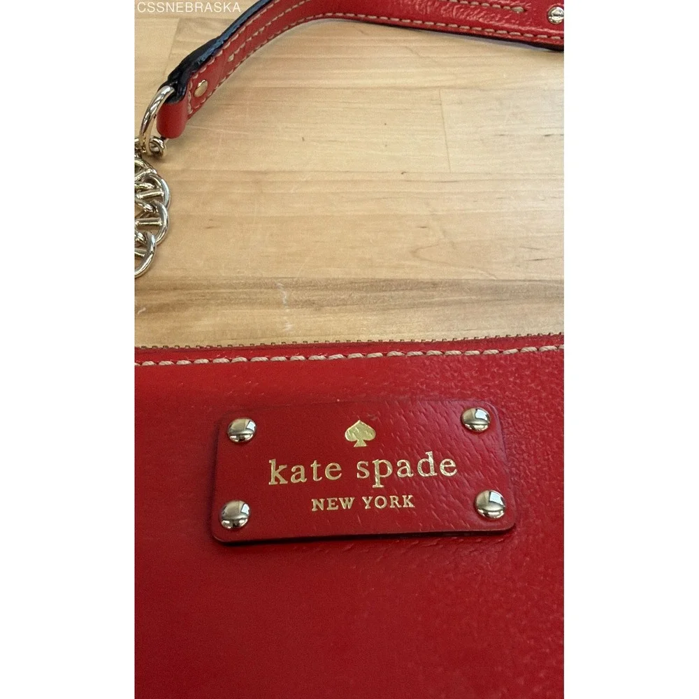Kate Spade Red Wellesley Byrd Shoulder Bag Compact Wallet Set Pebbled Leather